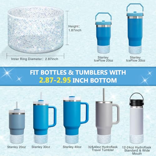 Bling Silicone Boot for Stanley Quencher 40oz & Hydro 12-24oz - Transparent Bling Blue