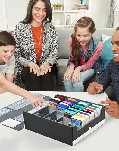 Card Storage Box for 3200+ Cards, Deck Organizer with 4 Stoppers, Red & White