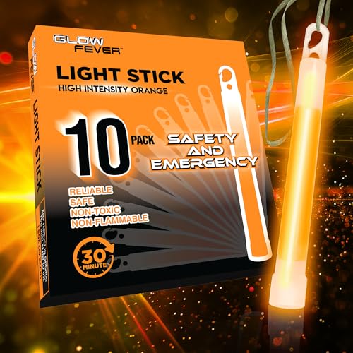 Emergency Safety Glow Sticks - Ultra Orange, 10PCS, 30 Minutes Duration