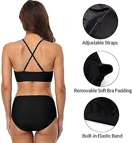CharmLeaks Women's High Neck Bikini Set – Black, Size Small