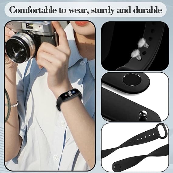 Soft TPU Bands for Amazfit Band 7 - 3 Pack Adjustable Straps - Black