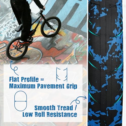 WEEROCK 20 Inch BMX Tire 2.4 Wide Blue Camouflage - 2 Pack with Inner Tubes