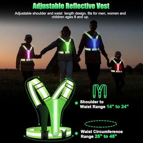 LED Reflective Vest for Running, Cycling & Walking - Adjustable & Rechargeable