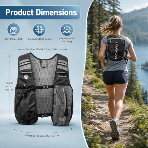 Savior Cool Cooling Hydration Vest with 2L BPA-Free Bladder, Charcoal Gray, 3 Removable Cooling Packs