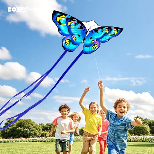 Doinfly 3-Piece Butterfly & Octopus Delta Kites for Kids & Adults, Easy Fly Blue Butterfly Red Octopus Variation