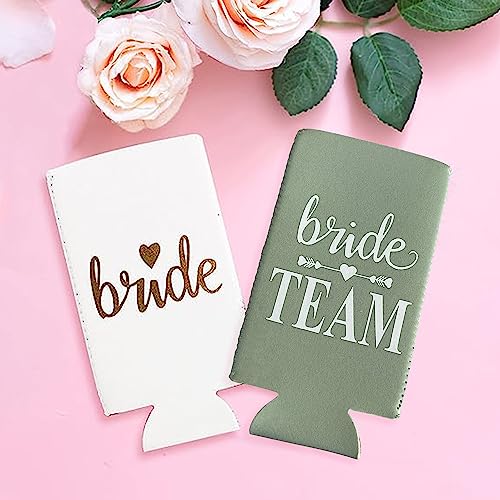 Sage Green LADY&HOME 10-Piece Bride & Team Can Coolers Set, Bachelorette Party Favors