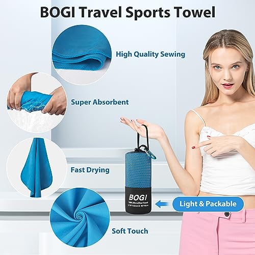Microfiber Quick Dry Travel Sports Towel - Blue, 40"x20"