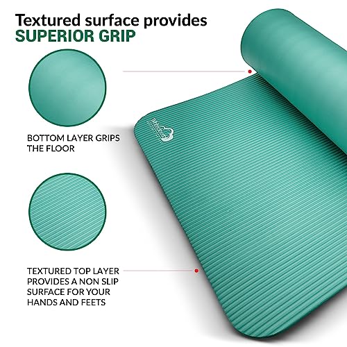 Yoga Kit - 7-Piece Set with Thick Mat, Blocks, Towels & Bag - Green