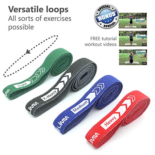 Limm Multicolor Fabric Resistance Bands Set - 40 Inch Loop Bands for Legs, Butt, Yoga & Pilates - 4 Pack