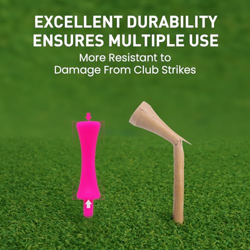 Golf Tees - Durable Plastic Step Down 50 Pack 2 1/4" Pink