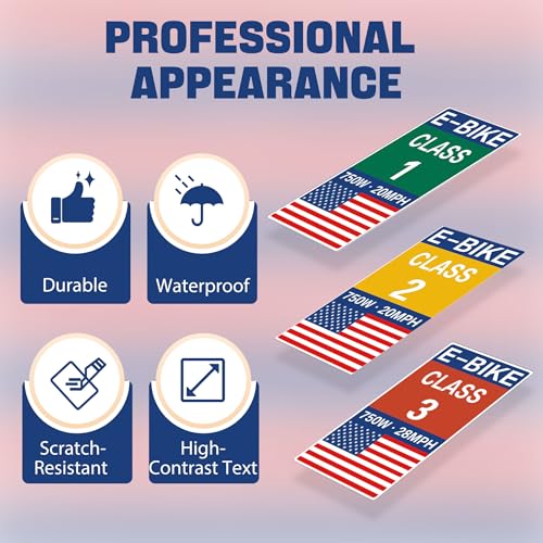6PCS E-Bike Classification Stickers - Class 1 Set with American Flag Design