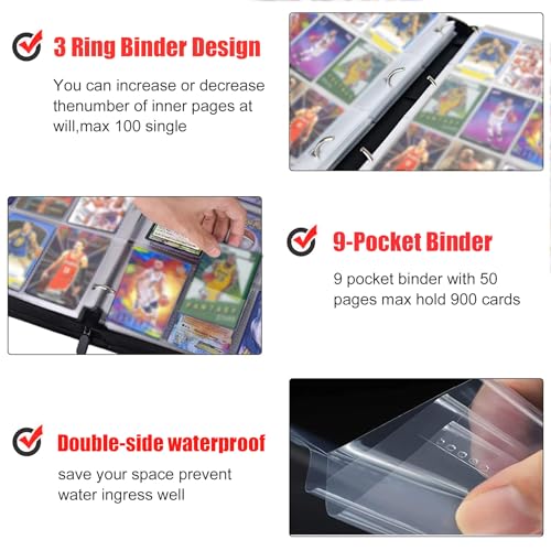 900 Pocket Basketball Card Binder - Waterproof PU Storage Album