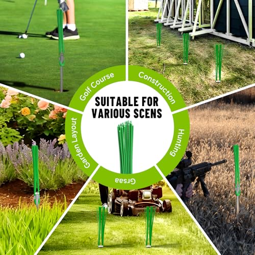 Ground Marking Whiskers with Metal Stakes - 25 Pack Green