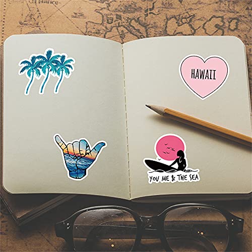 100 Pcs Waterproof Hawaii Summer Stickers - Vinyl Decals