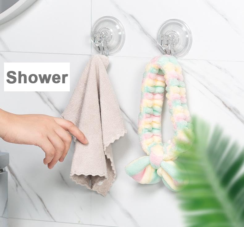 3 Pack Clear Suction Cup Hooks, Heavy-Duty Reusable Wreath Hangers for Glass Windows Smooth Doors, Waterproof Suction Cup Hooks for Shower Bathroom kitchenware and Christmas Wreaths,Up to 15 lbs (3)