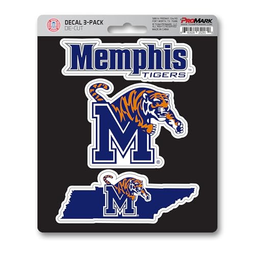 Memphis Tigers Team Decal 3-Pack - UV Resistant Vinyl Stickers