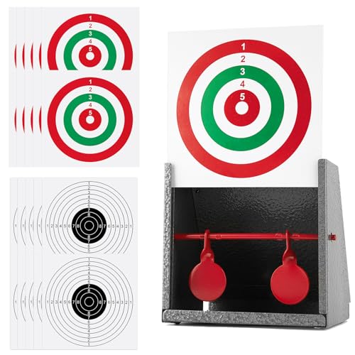 BB Gun Target Trap with Catch Box & 20 Paper Targets - Grey