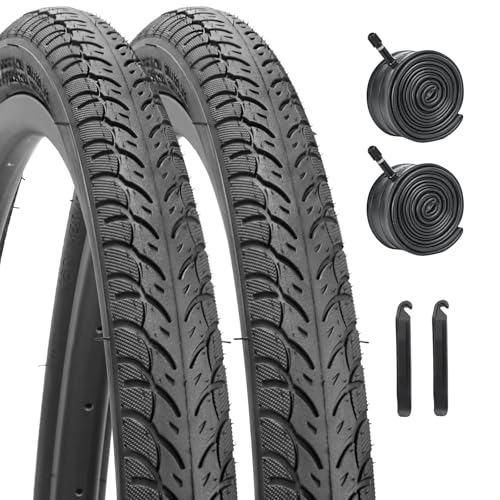 HUIOK 26x1.75 Bike Tires 2Pcs with Tubes & Levers - Black 26 Inch Replacement Kit