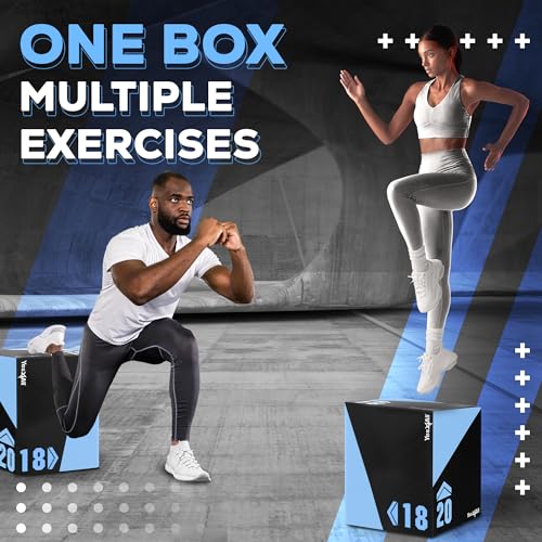 3-in-1 Foam Plyometric Jump Box - 20" x 18" x 16" - 27 lbs
