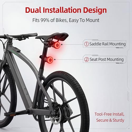 GPS Tracker for Bikes with Tail Light - Black-Red, Real-Time Anti-Theft Locator