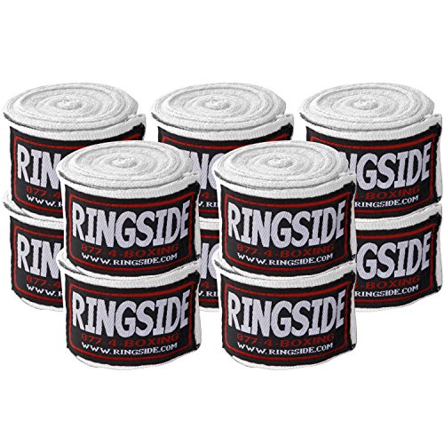 Ringside Mexican Style Boxing Hand Wraps 180" - 5 Pairs, White, Support & Protection