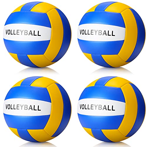 Jerify 4 Pack Official Size 5 Volleyballs for Outdoor & Indoor Play - Blue, Yellow, White