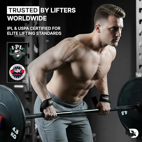 Padded Weightlifting Straps - 24" Cotton Wrist Straps with Silicone Grip - Black