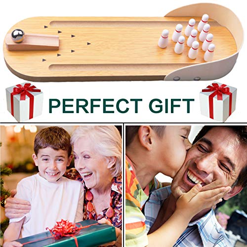 Mini Bowling Game Set - Tabletop Wooden Arcade for Stress Relief