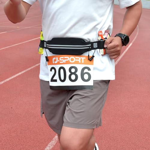 Race Number Belt with Pouch & 6 Gel Loops - Black