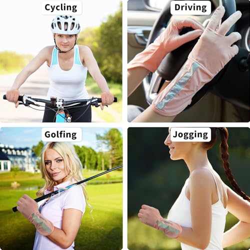 UV Protection Driving Gloves for Women - 2 Pairs Grey & Pink