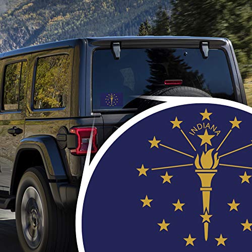 Indiana State Flag Decal Stickers - 2-Pack, 5"x3", Weather Resistant