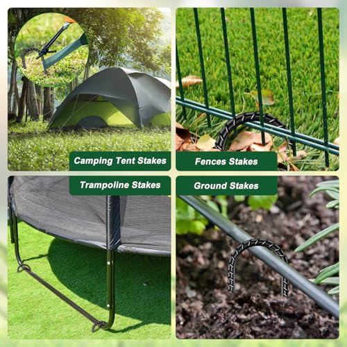 12 Inch Heavy Duty J Hook Ground Stakes - 16 Pack, Black