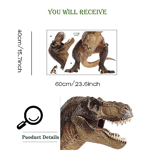 Fierce Tyrannosaurus Rex Dinosaurs Wall Stickers, sacinora Wild Animal Wall Decals Removable Vinyl Peel and Stick for Kids Boy Nursery Living Room Bedroom Children's Room Playroom Art Decorations