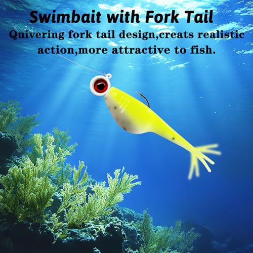 Split-Tail Crappie Lures - 24pcs Soft Plastic Baits, Yellow-White
