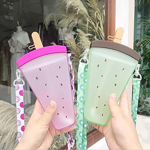Cute Watermelon & Ice Cream 320ml Portable Water Bottle with Straw for Girls