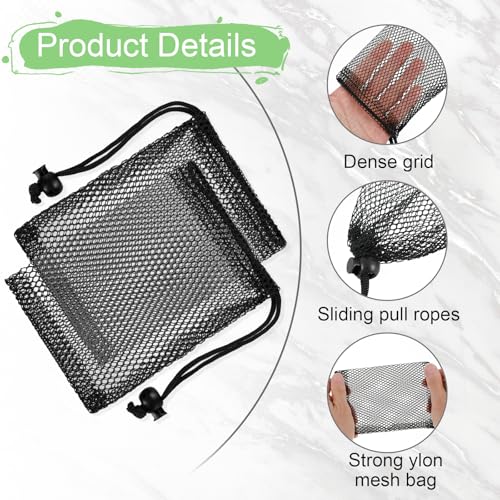Small Drawstring Mesh Bags - 10 Pcs 6x4 Inch Nylon Net for Sports