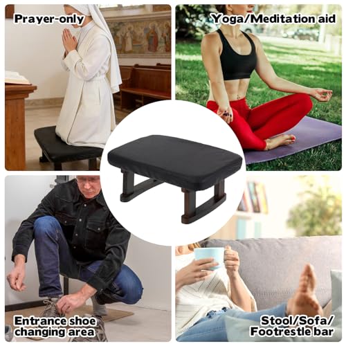 Walnut Prayer Kneeler with Thick Cushion and Washable Cover