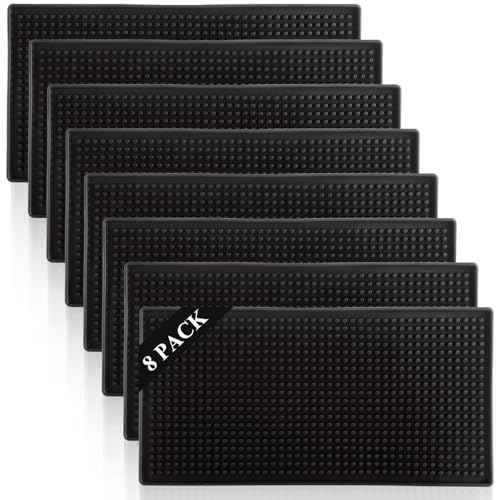 8 PCS 12" x 6" Rubber Bar Mats, Non-Slip Bar Service Spill Mat, PVC Bar Service Mat, Restaurant Kitchen Counter Bar Pad for Counter Top, Cafe, Bars, Kitchen, Restaurant, Hotel