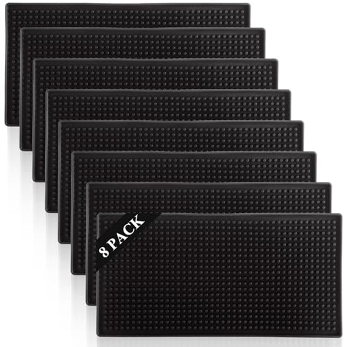 8 PCS 12" x 6" Rubber Bar Mats, Non-Slip Bar Service Spill Mat, PVC Bar Service Mat, Restaurant Kitchen Counter Bar Pad for Counter Top, Cafe, Bars, Kitchen, Restaurant, Hotel