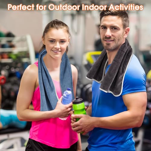 Microfiber Gym Towels - 3 Pack, Quick Drying, Soft - Grey/Blue/Purple