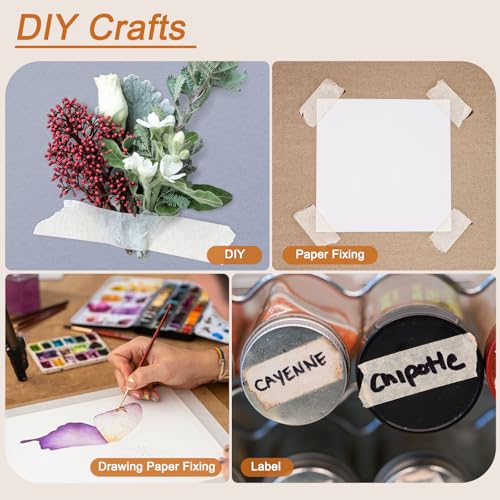 PATIKIL Masking Tape 0.2 Inch Wide, 4 Roll 22 Yard Painters Tape Bulk No Residue Craft Tape for Wall Painting Labeling Car Painting Home DIY Flower Crafts Decoration, Red