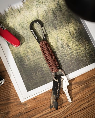 Heavy Duty Paracord Carabiner Keychain - 2pcs Brown Camo