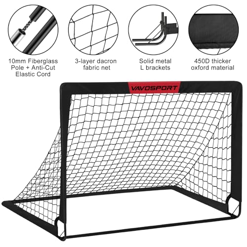 Kids Soccer Goals Set of 2 - Portable Backyard Soccer Net with Ball