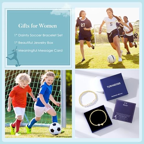 Gold Heart Soccer Beaded Bracelet for Women - Sports Jewelry Gift