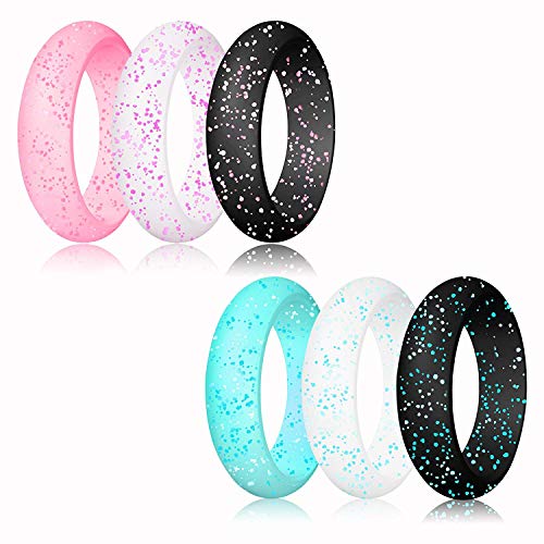 Silicone Wedding Ring Set - Thin Stackable Rubber Bands, Size 7 (10 Pack)