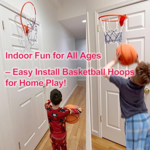 Silent Indoor Basketball Hoop - 14-Inch Wall Mount, Foldable Design