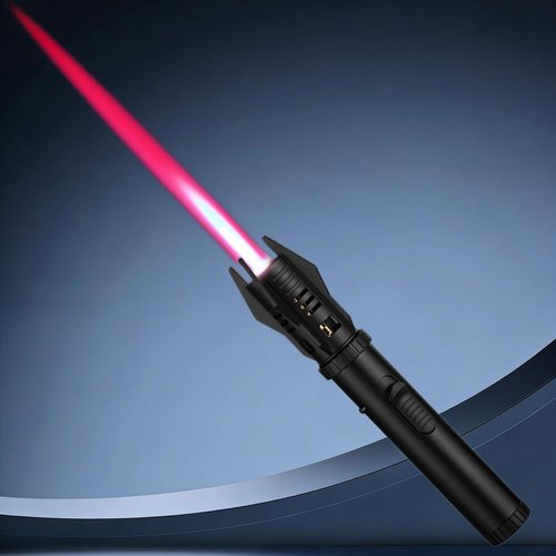 Torch Lighter, Blazarar Lighter, Cool Lightsaber Lighters with Safety Lock and Adjustable Flame, Camping Essentials Lighter, Windproof Butane Refillable Lighters for Candles Campfires BBQ Baking
