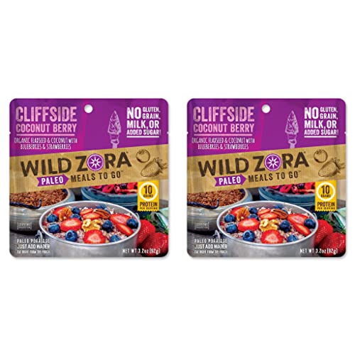 Wild Zora Paleo Freeze Dried Meals Cliffside Coconut Berry 2-Pack - Backpacking & Camping Food, Gluten-Free, Grain-Free