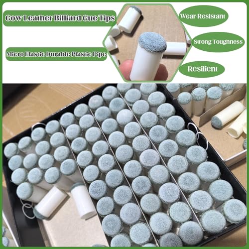 20pcs Slip-On Pool Cue Tips Replacement Kit - 4 Sizes (9mm-13mm)