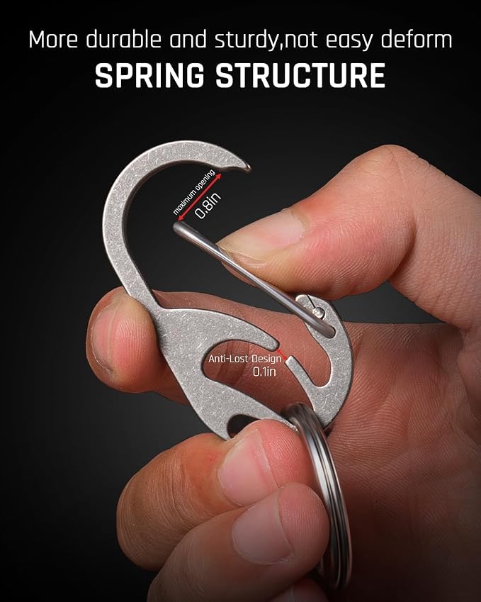 TISUR Titanium Carabiner Keychain Clip with Bottle Opener, Gray (1-pack)